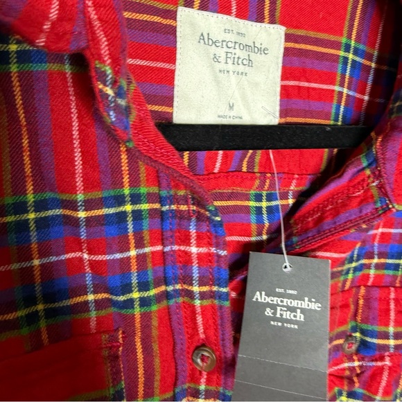 Abercrombie & Fitch NWT Medium Red Plaid Shirt - Picture 3 of 5